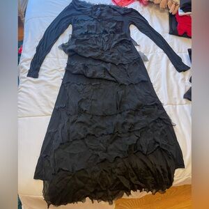 Black Long Sleeved Dress Unique Style Made in Italy